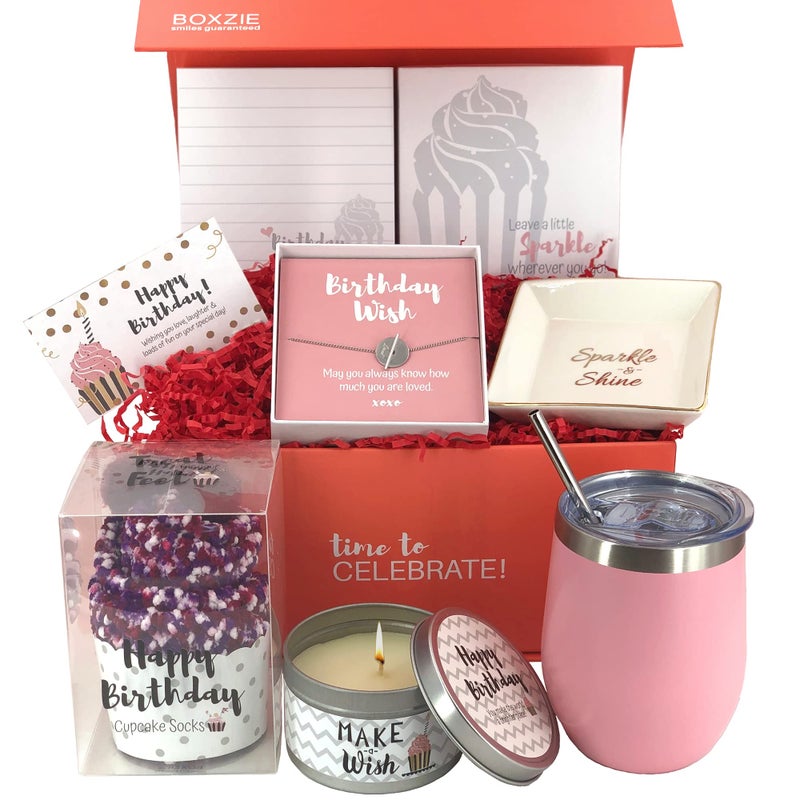 Boxzie Happy Birthday Gifts for Women - Woman Gift Basket Set  Bday Box  Unique Friendship Care Package  Female Presents  Surprise Delivery Boxes - Fun Ideas for Her  Mom  Daughter  Sister  Wife  Friend - Image 1